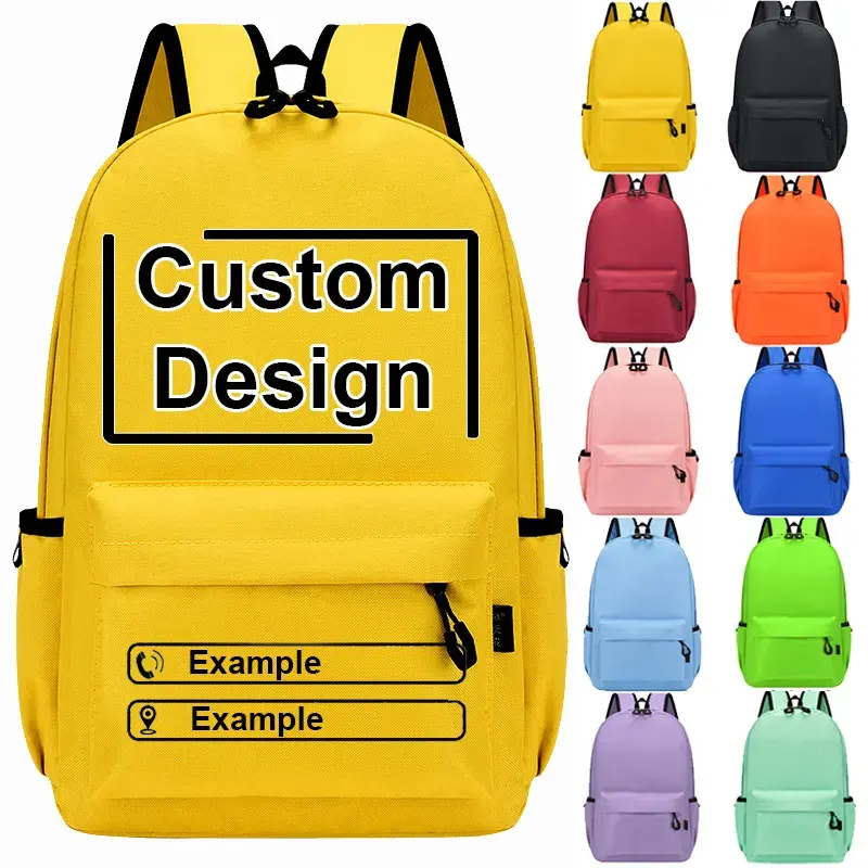 حقيبة ظهر مطبوعة مخصصة بشعار منخفض موك حقيبة كتب للأطفال حقائب مدرسية للطلاب تصميم مخصص