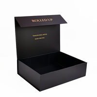 Boîte Cadeau Rigide Pliable Magnétique de Luxe Grand Format Recyclable Noire Classique pour Présentation, Embossage et Emballage
