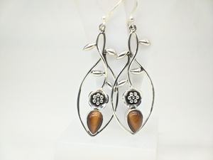 Pendientes de Piedra Ojo de Tigre Natural, Plata de Ley 925, Joyería Artesanal Hecha a Mano, Regalo para Mujer, Proveedor Mayorista de Joyería de la India - Product Image 5