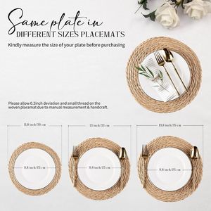 Đặt 6 Tự Nhiên Nước Lục Bình Dệt Placemat Sseagrassbraided Trang Trại Phong Cách Boho Chịu Nhiệt Thảm - Product Image 5