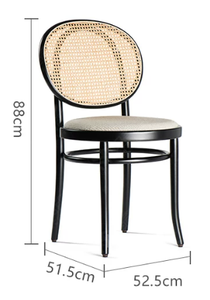 Elegante Silla de Comedor de Estilo Nórdico Wabi Sabi, Estructura de Madera Maciza con Respaldo de Ratán, Silla de Estilo Romántico para Restaurante de Estilo Antiguo - Product Image 6