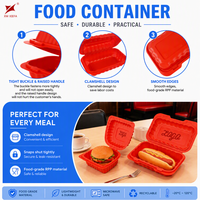 Boîte de rangement alimentaire en plastique jetable pour micro-ondes, couleur rouge, pour emballer des gâteaux aux haricots, du pain