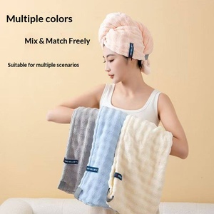[ Séchage rapide ] Nouveau bonnet de séchage pour <span class=keywords><strong>cheveux</strong></span> super absorbant en polyester doux à motif uni, foulard de tête pour <span class=keywords><strong>femme</strong></span>, serviette de shampoing, bonnet de douche - Product Image 1