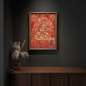 Cuadro de Pared con Marco de Mortise y Tenon de Primera Calidad, Arte en Latón, Protector del Dharma Budista, Thangka de los Cinco Dioses de la Riqueza de Vaisravana - Product Image 3