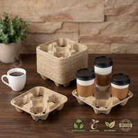 Support à café en pulpe de bambou 100 % biodégradable et compostable, écologique, pour 2/4 tasses
