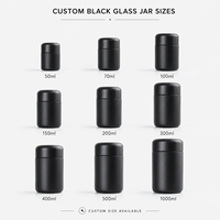 Pot en verre noir UV personnalisé OEM 50g 100g 150g 200g, hermétique et anti-odeur, pour emballage de fleurs, avec autocollant et bouchon à vis