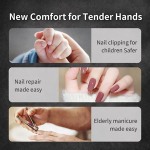 Coupe-ongles électrique rechargeable 3 en 1, anti-pincement, faible vibration, polisseur pour bébé, enfant, personne âgée, outil de manucure portable - Product Image 3