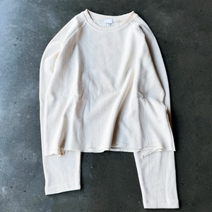 Custom Knit Thermal Dtg Print T-<b>Shirts</b> Cropped High Quality <b>Waffle</b> Knit Long Sleeve <b>Shirt</b> Blank Cropped <b>Waffle</b> Knit Long Sleeve - Product Image 1