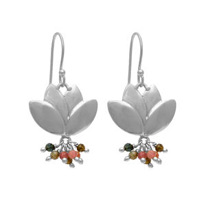 Csja — boucles d'oreilles pendantes de lotus en pierre précieuse, en argent Sterling 925 et plaqué or, bijoux fins faits à la main, en topaze bleue - Product Image 4