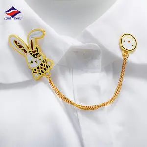 Company Lapel Pins Longzhiyu Custom Lapel Pins Cartoon Deer Metal Chain Badges Brooches