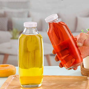 Vente en gros de flacon plat vide de 250ml 350ml 500ml bouteille en verre de jus de fruit frais de café infusé à froid avec couvercles bouteille de boisson de vin de whisky - Product Image 3