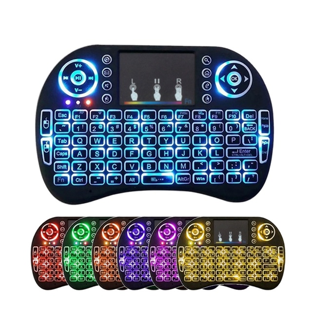 Factory Wholesale I8 Wireless Mini Keyboard 7 Color Backlit Keyboard 2.4G Touchpad Handheld Keyboard for PC Android TV Box