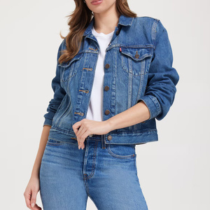 Chaqueta Vaquera Corta de Diseño Inspirado en Diseñadores con Costuras en Contraste, Cinturillas Ajustables, Corte Contemporáneo para Mujer - Product Image 5