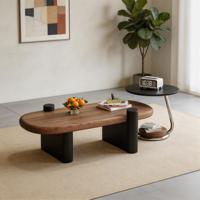 Table basse ovale moderne et créative avec éclairage de luxe, mobilier haut de gamme pour petits salons et appartements.