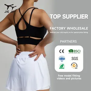 JIEJIN High Quality Active Wear Fixed Cup Open Back Quick-Dry Compression Outdoor Yoga Sport Bra