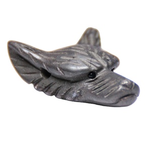 Personalizado naturales tallados de <span class=keywords><strong>pirita</strong></span> 30*42mm Lobo cabeza colgante de piedras preciosas colgante Animal antojos para regalo - Product Image 5