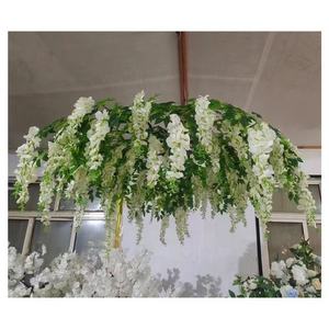 EG-WD72 Décoration de <span class=keywords><strong>salle</strong></span>, fleurs artificielles en soie blanche, glycine, décoration de mariage, fleurs suspendues au plafond pour <span class=keywords><strong>salle</strong></span> de réception de mariage - Product Image 4