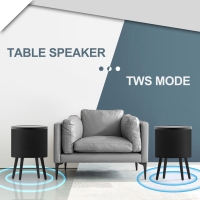 Table basse en bois moderne personnalisée avec lumière LED et haut-parleurs sans fil Bluetooth pour la maison ou le bureau