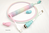 Câbles de clavier mécanique enroulés personnalisés EX-PRO GX16/YC8 avec connecteur détachable Aviator (USB-C/Mini USB) en laiton plaqué à froid coloré
