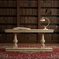 Console haut de gamme en bois massif de style antique français avec pieds balustre, table de couloir vieillie pour villa et salon
