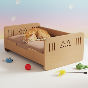 Cama para Gatos Moderna de <span class=keywords><strong>Madera</strong></span> Maciza Ecológica, Fácil de Limpiar, Desmontable, Lavable, con Separación del Piso y Protección contra la Humedad - Product Image 3