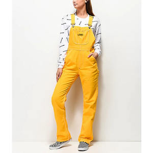Salopette en denim sergé de coton jaune pour <span class=keywords><strong>femme</strong></span>, Combinaison et salopette pour <span class=keywords><strong>femme</strong></span>, Combinaison en jean une pièce, Playsuit - Product Image 4