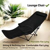 Chaise pliante réglable 3 positions avec repose-pieds, dossier haut et pochette de rangement, portable pour la pêche en extérieur – Vente en gros
