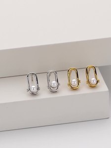 925ต่างหูมุกเงินสเตอร์ลิงแบบไม่ก่อให้เกิดอาการแพ้เครื่องประดับสำหรับผู้หญิงทำขึ้นแบบเรียบง่ายทันสมัย - Product Image 2