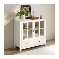 Armoire de rangement multifonctionnelle moderne, buffet avec 2 portes en verre et tiroir pour salle à manger, salon