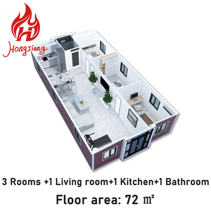 <span class=keywords><strong>Casa</strong></span> Container di Lusso Smontabile da 40 Piedi con 3 Camere da Letto, Cucina e Bagno, <span class=keywords><strong>Casa</strong></span> Mobile Modulare Portatile e Rimovibile - Product Image 2