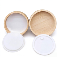 Flacon crème en verre ambré givré écologique de 8 oz avec base transparente et couvercle en bambou de 50 g pour beurre corporel cosmétique