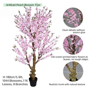 עצי פריחת דובדבן ואפרסק מלאכותיים 130 ס\\\"מ 180 ס\\\"מ פרחי משי מפלסטיק ריאליסטיים ידידותיים לסביבה לשימוש פנימי, שנה חדשה, סיום לימודים - Product Image 4