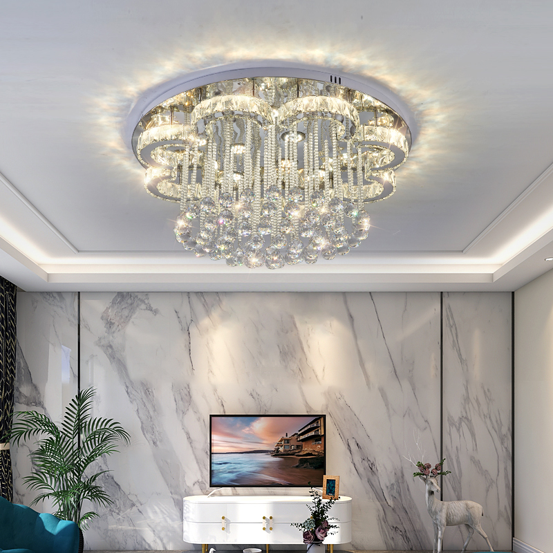 Luxury Modern Minimalist Crystal Round Ceiling Chandelier Ceiling Lamp in Living Room Modern Bedroom Ceiling Pendant