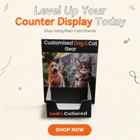 Présentoir de comptoir en carton imprimé sur mesure pour cartes de visite de magasin d'animaux, support de brochure promotionnelle de bureau
