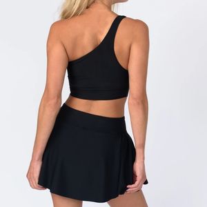 تنورة تنس صغيرة مطوي للسيدات مع شورت مدمج تنورة رقص الجولف للنساء وحمالة صدر واحدة الكتف ملابس تنس للنساء مثيرة - Product Image 3