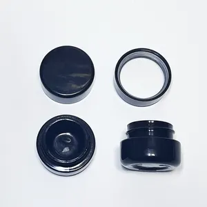 5g 5ml Black UV Concentrate Glass Jar Containers Protection Small Jars With Lids Child Resistant Thick Round Base Bottle