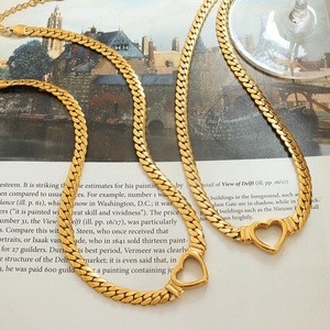Collar de Cadena de Serpiente con Colgante de Corazón de Acero Inoxidable Chapado en Oro de 18k de 40cm+5cm, Regalo Romántico de Aniversario para Mujer - Product Image 3
