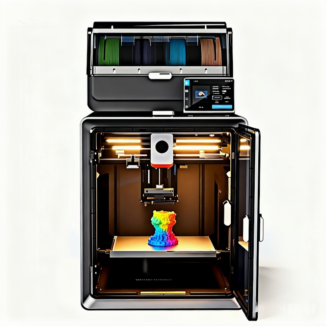 Desktop Sized Compact 3D Printer for Home Office Use with Quiet Operation and Enclosed Printing Chamber