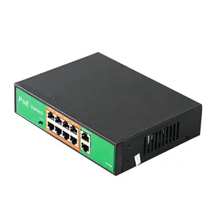 Pabrik langsung 250 meter memperpanjang 10/100M 8 port dan gigabit 2 port POE Switch untuk kamera TV PC