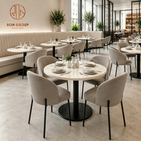 Ensemble de mobilier de restaurant commercial moderne Ron Group, table ronde en marbre, banquette rembourrée en tissu, chaise ergonomique