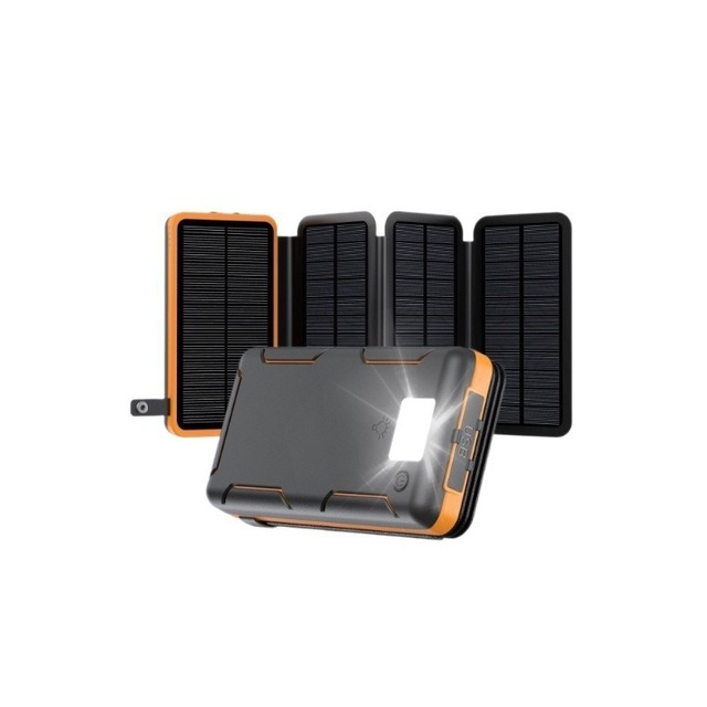 Cross-border Tik Foldable Solar Charging Plastic Large Capacity Waterproof Dustproof Outdoor Lighting Mobile Power Bank 20000mA