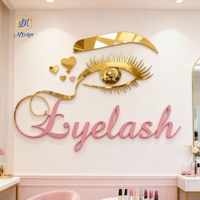 Letrero Decorativo con Letras Doradas para Empresa, Letrero de Pared con Logotipo para Salón de Uñas y Spa, Decoración con Adhesivo de Pared, Letrero Acrílico 3D para Negocios