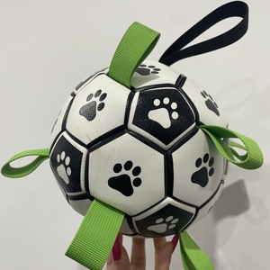 Juguete Interactivo para Mascotas, Pelota de Fútbol Colorida para Perros, con Asas y Campana, Material Ecológico y Lavable - Product Image 1