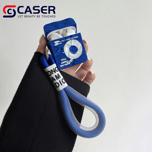 Étui pour écouteurs en forme de disque CD bleu tendance pour <span class=keywords><strong>Airpodspro</strong></span> 1/2/3, étui pour écouteurs irrégulier, cordon, boucle de fixation, accessoire antichoc - Product Image 5