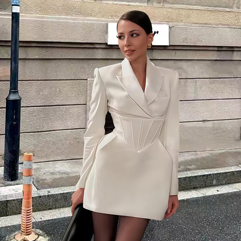open lace back dress HGps8w Double Breasted Sequins Blazer Dress for Women Sexy Colorblock Long  Blazers Jackets Formal Evening Party Club Outfit at Amazon Women's Clothing  store main image 1