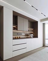 Buffet de luxe sur mesure en bois de rose massif avec portes en pierre de quartz, meuble à vin multifonctionnel pour salle à manger et cuisine