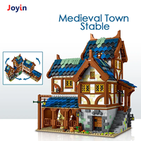 Kit de construction d'écurie médiévale de 2724 pièces pour enfants et adultes dans des constructions sur le thème de la fantaisie, idéales pour les créations de scènes de château