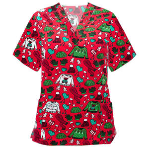 Conjunto de uniforme de Hospital para enfermera, estampado navideño, promoción de vacaciones - Product Image 5