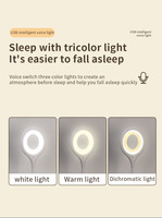 Nouveau, commande vocale intelligente créative, Protection des yeux, bureau de lecture, lampe de nuit Led Usb, lumières annulaires Led intelligentes