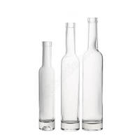 Bouteilles en verre transparent Flint personnalisées en gros, 200 ml, 375 ml, 500 ml, à col long, pour vin glacé, avec bouchons